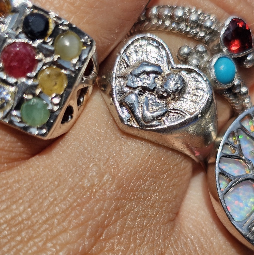 Mother and Child Signet Heart Ring